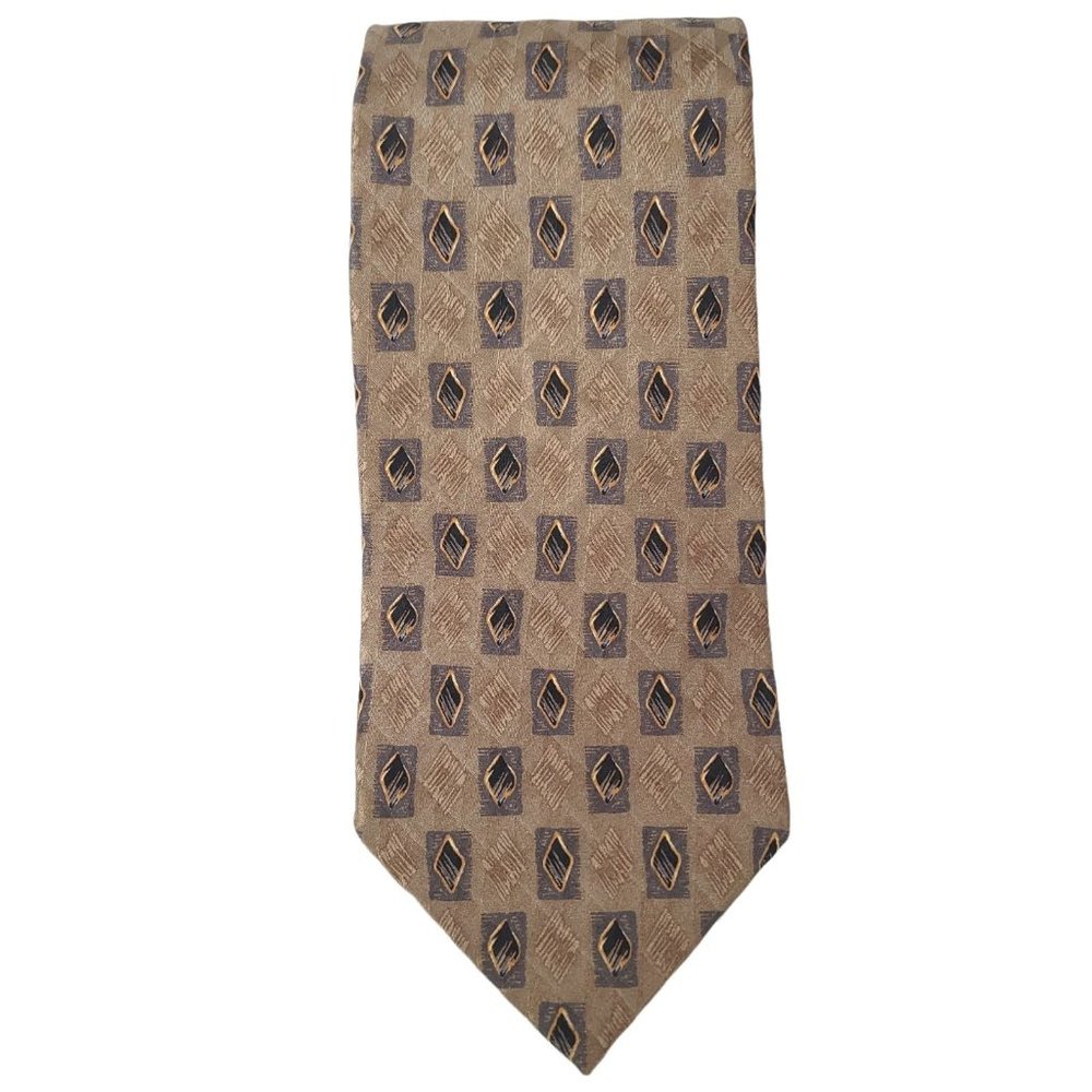 Levy's Nashville JZ Richards Geometric Silk Necktie Brown